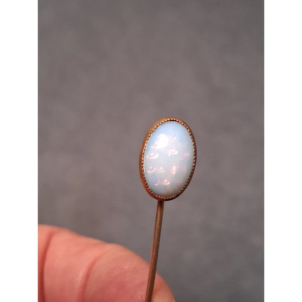 Vintage Opal Glass Stickpin Foil Glass